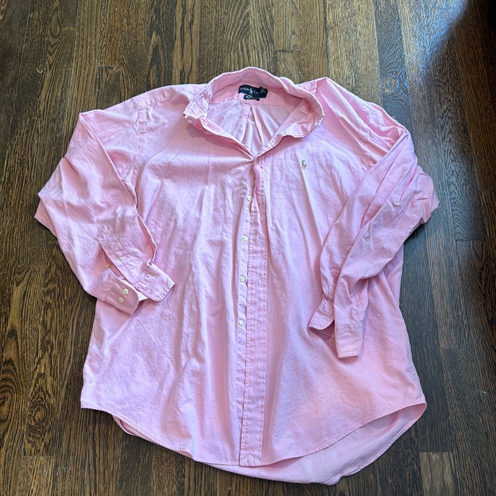 Men’s Ralph Lauren Classic Fit Pink Button Down Short Size 16.5 Long